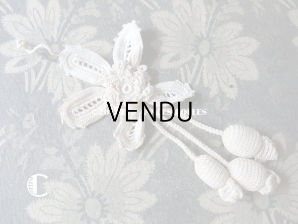 画像8: 1920年代 アンティーク クロシェ編み 花のモチーフ  (8)