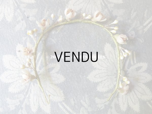 画像3: アンティーク ドール用 ワックスフラワーの小さなヘッドリース (3)