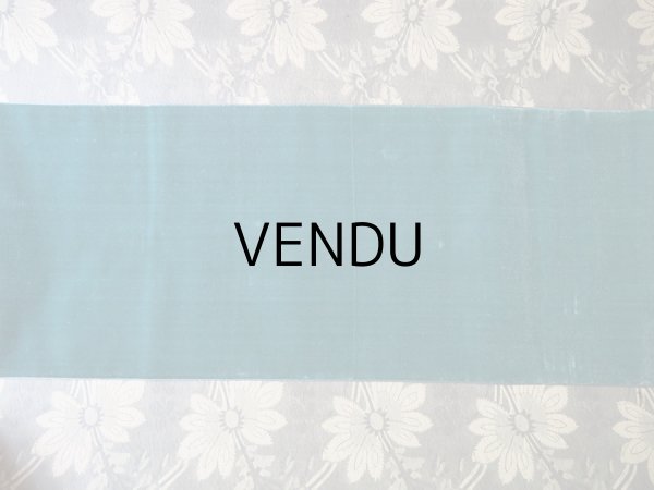 画像7: 19世紀末 アンティーク シルク製 幅広 ベルベットのリボン ブルーグリーン ダブルフェイス 1.9m　幅16cm (7)