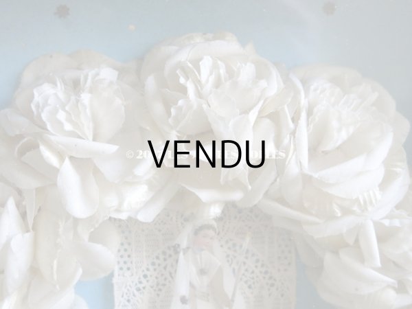 画像4: 19世紀 アンティーク ガラスのフレーム入り コミュニオンの薔薇のヘッドリース　 (4)