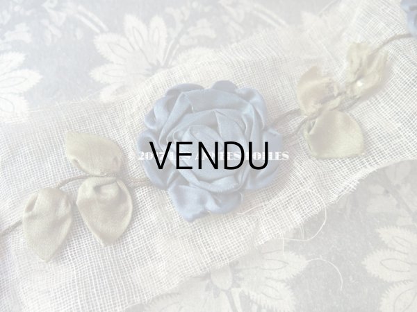 画像5: アンティーク ロココ調  薔薇のモチーフ スモーキーブルー (5)