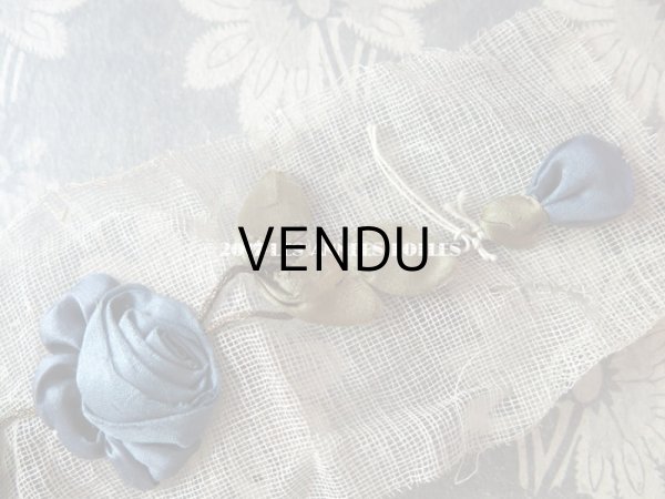 画像6: アンティーク ロココ調  薔薇のモチーフ スモーキーブルー (6)