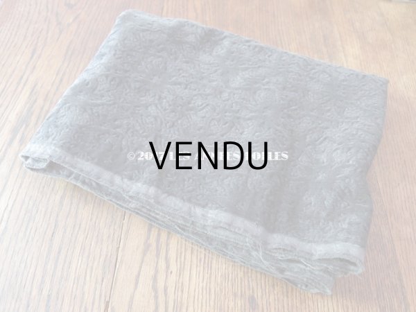 画像5: 1920年代 アンティーク ファブリック 型押し ベルベット チャコールグレー 47×100cm (5)