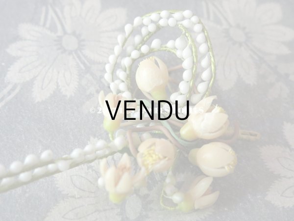 画像7: 1900年代 箱付き アンティーク ワックスフラワーのヘッドリース & ブローチ ウェディング 結婚式 ティアラ オレンジブロッサム (7)