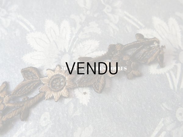 画像5: 19世紀 アンティーク ナポレオン3世時代  シルク製 モチーフ　花＆リーフ ブラウン＆シナモン (5)