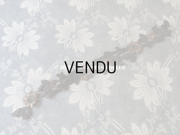 画像6: 19世紀 アンティーク ナポレオン3世時代  シルク製 モチーフ　花＆リーフ ブラウン＆シナモン (6)