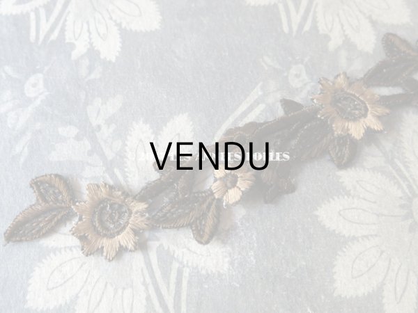 画像3: 19世紀 アンティーク ナポレオン3世時代  シルク製 モチーフ　花＆リーフ ブラウン＆シナモン (3)