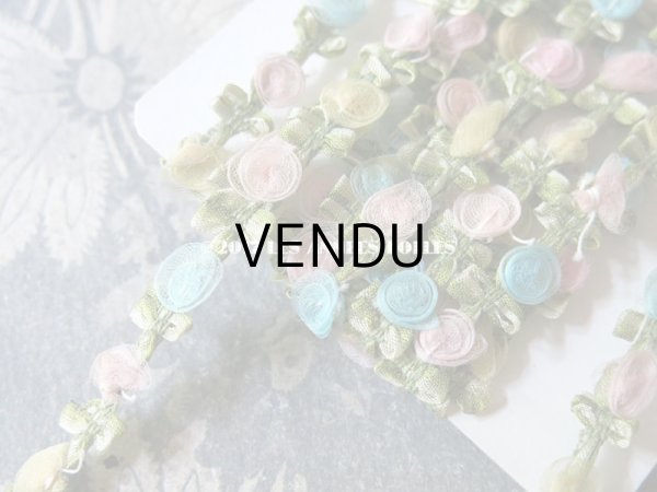 画像5: 1900年代 アンティーク シルク製オーガンジー 4色の薔薇のロココトリム 19cm (5)