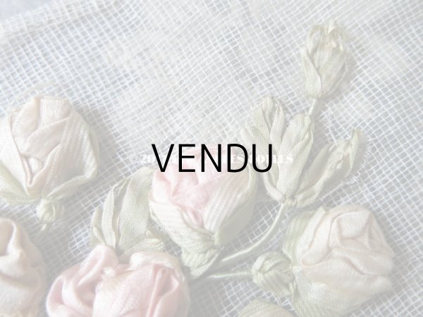 画像6: アンティーク ロココ調  薔薇のモチーフ リボン刺繍 (6)