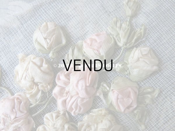 画像5: アンティーク ロココ調  薔薇のモチーフ リボン刺繍 (5)