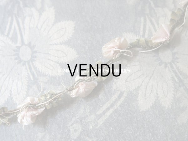 画像6: 1900年代 アンティーク ロココトリム 淡いピンクの薔薇 ロココリボン 0.38m (6)