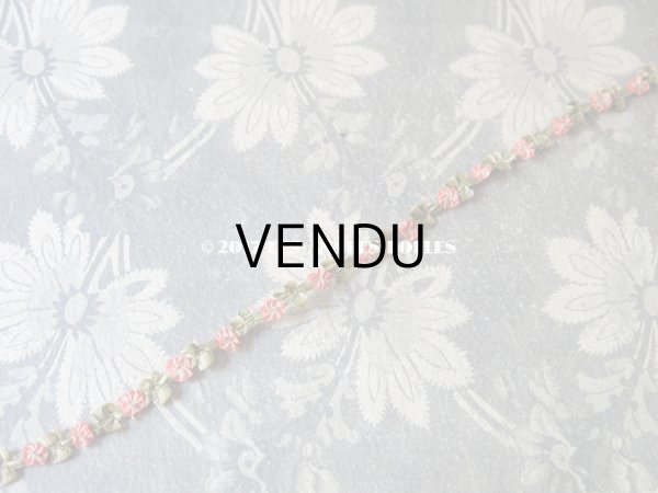 画像3: 1900年代 アンティーク シルク製 ロココトリム　とても小さな朝顔 ピンクオレンジ ロココリボン 1.1m (3)