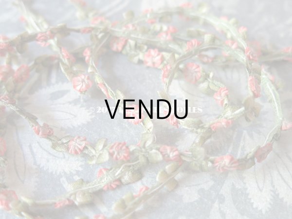 画像6: 1900年代 アンティーク シルク製 ロココトリム　とても小さな朝顔 ピンクオレンジ ロココリボン 1.1m (6)