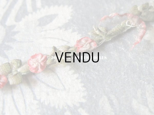 画像5: 1900年代 アンティーク シルク製 ロココトリム　とても小さな朝顔 ピンクオレンジ ロココリボン 1.1m (5)