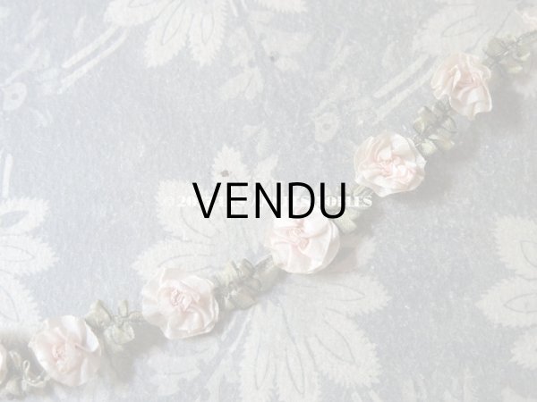 画像4: 1900年代 アンティーク ロココトリム 淡いピンクの薔薇 ロココリボン 0.38m (4)