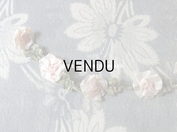 画像5: 1900年代 アンティーク ロココトリム 淡いピンクの薔薇 ロココリボン 0.38m (5)