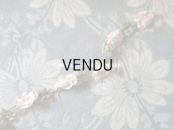 画像3: 1900年代 アンティーク ロココトリム 淡いピンクの薔薇 ロココリボン 0.38m (3)