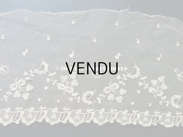 画像9: 1900年代 アンティーク レース 花とリーフ＆リボン　115cm  (9)