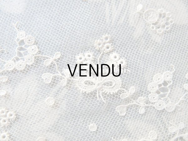 画像4: 1900年代 アンティーク レース 花とリーフ＆リボン　115cm  (4)