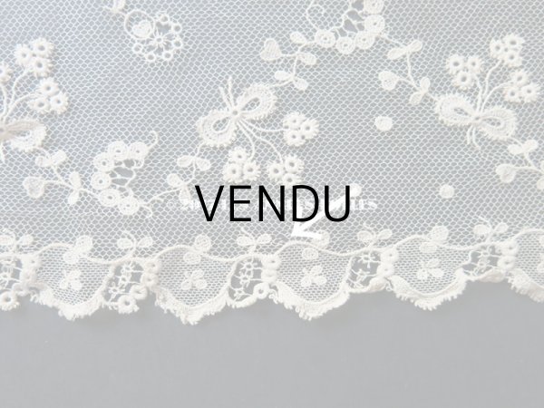 画像13: 1900年代 アンティーク レース 花とリーフ＆リボン　115cm  (13)