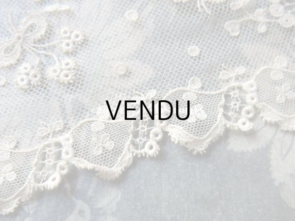 画像3: 1900年代 アンティーク レース 花とリーフ＆リボン　115cm  (3)