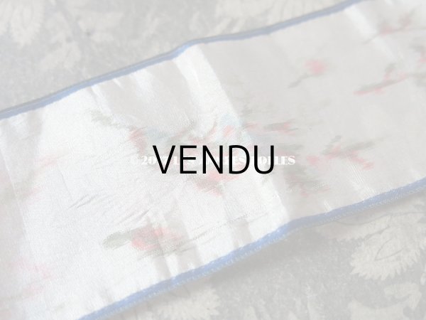 画像3: 19世紀 アンティーク シルク製  ぼかし織 リボン ピンクの薔薇模様 62cm (3)