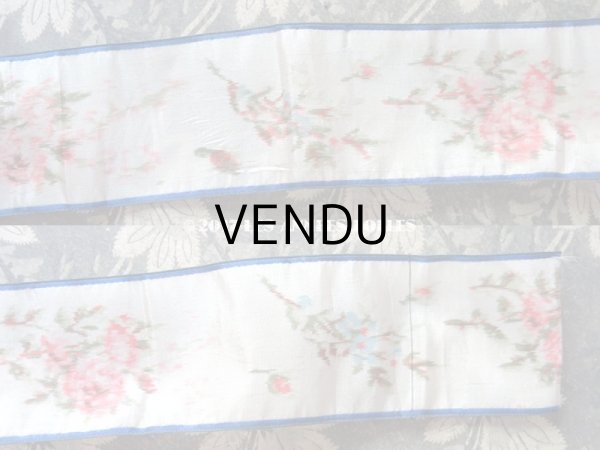 画像6: 19世紀 アンティーク シルク製  ぼかし織 リボン ピンクの薔薇模様 62cm (6)