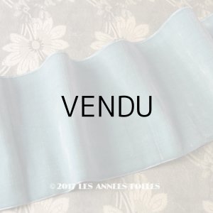 画像: 19世紀末 アンティーク シルク製 幅広 ベルベットのリボン スモーキーブルー ダブルフェイス 1.4m　幅11cm