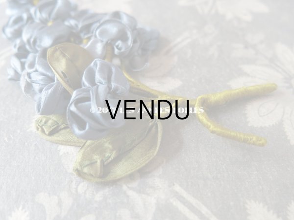 画像6: アンティーク ロココ調  薔薇のコサージュ スモーキーブルー (6)