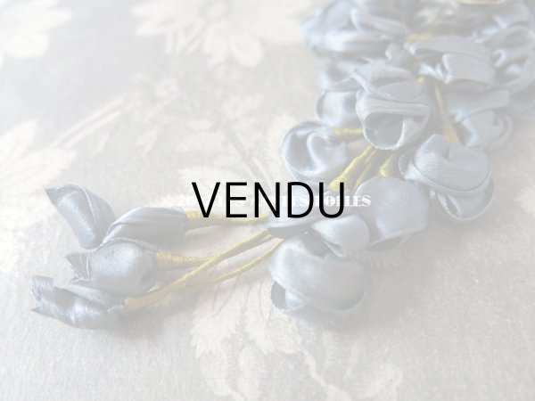 画像5: アンティーク ロココ調  薔薇のコサージュ スモーキーブルー (5)