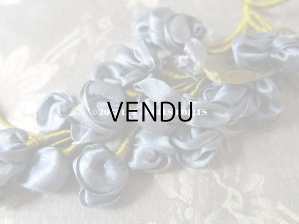 画像7: アンティーク ロココ調  薔薇のコサージュ スモーキーブルー (7)