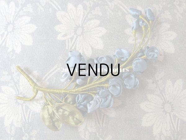 画像4: アンティーク ロココ調  薔薇のコサージュ スモーキーブルー (4)