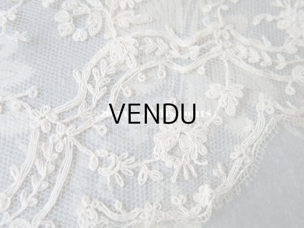 画像4: 1900年代 アンティーク シルク製 レース 花とリーフのガーランド　1m (4)