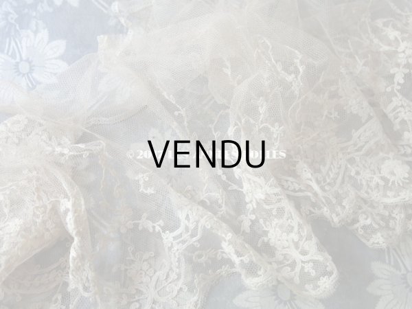 画像3: 1900年代 アンティーク シルク製 レース 花とリーフのガーランド　1m (3)