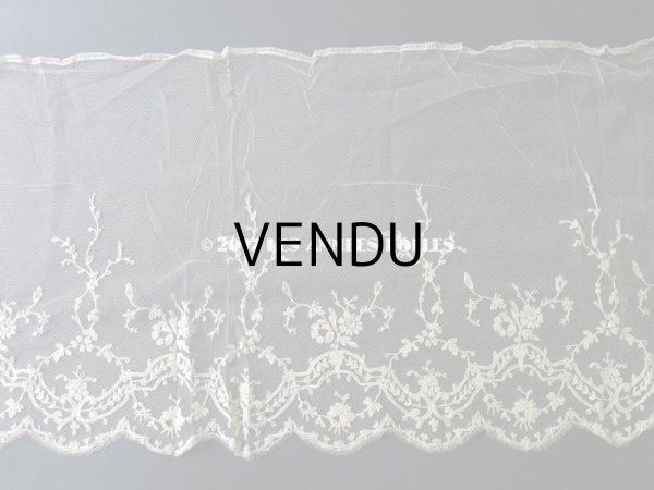 画像7: 1900年代 アンティーク シルク製 レース 花とリーフのガーランド　1m (7)