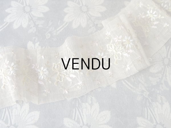 画像6: 1900年代 アンティーク シルク製 パステルカラーの花束の刺繍入りリボン　49cm (6)