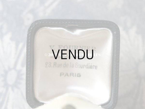 画像6: アンティーク 本革製 ジュエリーボックス モノグラム入り 黒 (6)