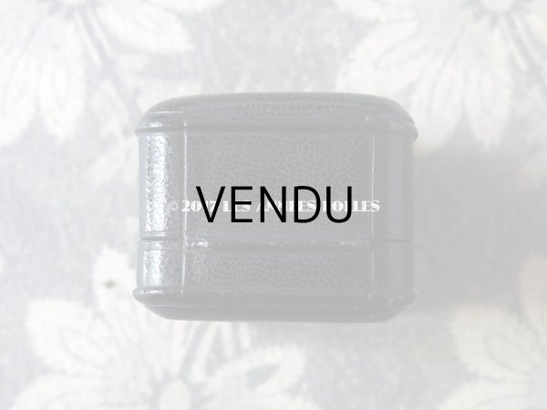 画像8: アンティーク 本革製 ジュエリーボックス モノグラム入り 黒 (8)