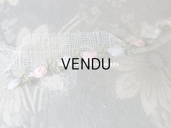 画像3: 1900年代 アンティーク シルク製 ロココトリム ピンク＆ブルー ロココリボン 25cm (3)