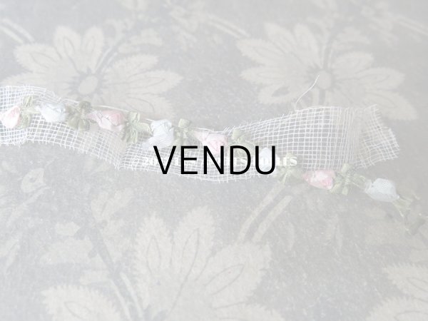 画像5: 1900年代 アンティーク シルク製 ロココトリム ピンク＆ブルー ロココリボン 25cm (5)