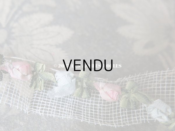 画像6: 1900年代 アンティーク シルク製 ロココトリム ピンク＆ブルー ロココリボン 25cm (6)