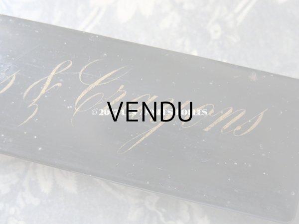 画像4: 19世紀 アンティーク ペンケース パピエマシェ PLUMES & CRAYONS (4)