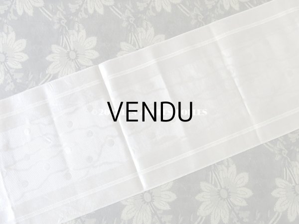 画像3: 19世紀末 アンティーク 幅広 シルク製 リボン　ドット柄 オフホワイト 1.95m  (3)