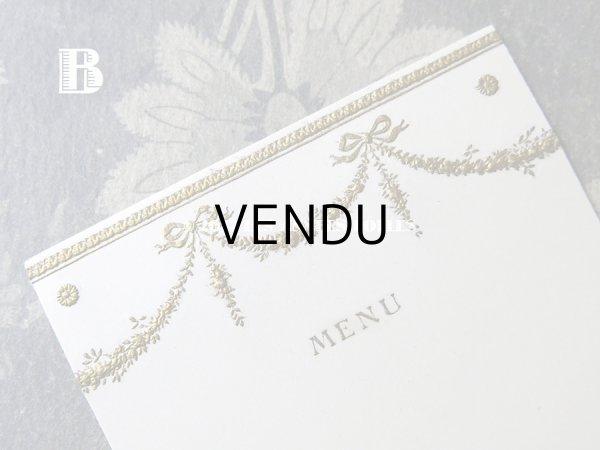 画像6: 未使用 アンティーク メニュー MENU リボンと薔薇のガーランド (6)