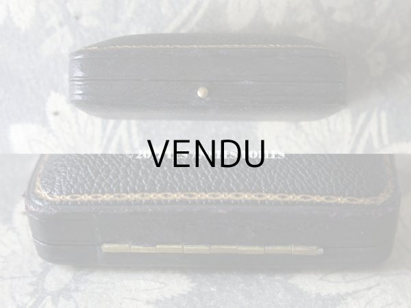 画像7: アンティーク 本革製 ジュエリーボックス 黒 (7)