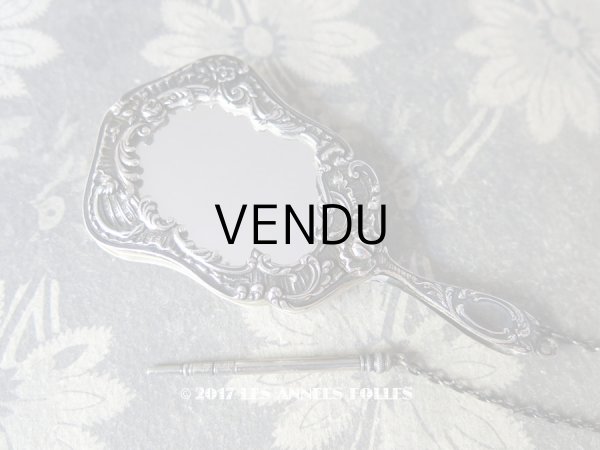 画像4: 1850年頃 アンティーク シルバー製 舞踏会の手帳 ミラー＆ペンシル付 ファン型 CARNET DE BAL カルネ・ド・バル (4)