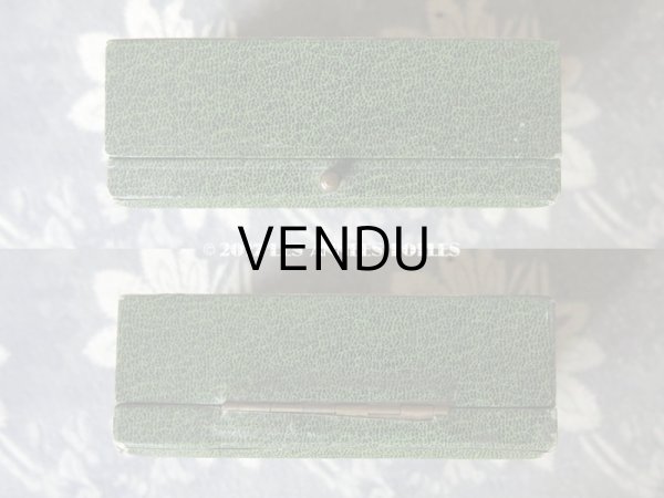 画像8: アンティーク ジュエリーボックス 金彩入り グリーン アールヌーヴォーの植物柄 (8)