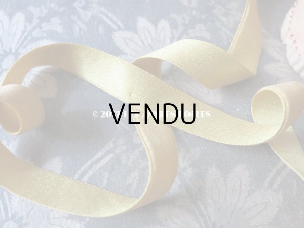 画像6: 19世紀末 アンティーク シルク製 ベルベット＆サテンリボン 18mm幅 ダブルフェイス 6.9m マスタード色 (6)