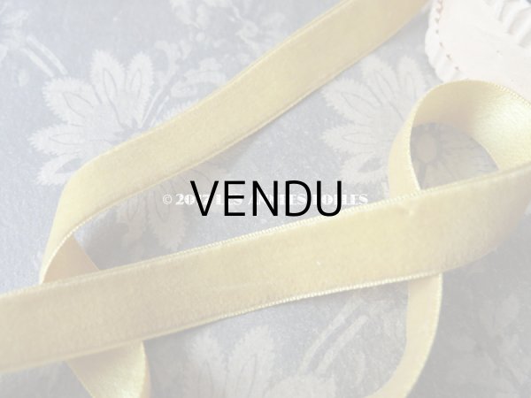 画像5: 19世紀末 アンティーク シルク製 ベルベット＆サテンリボン 18mm幅 ダブルフェイス 6.9m マスタード色 (5)