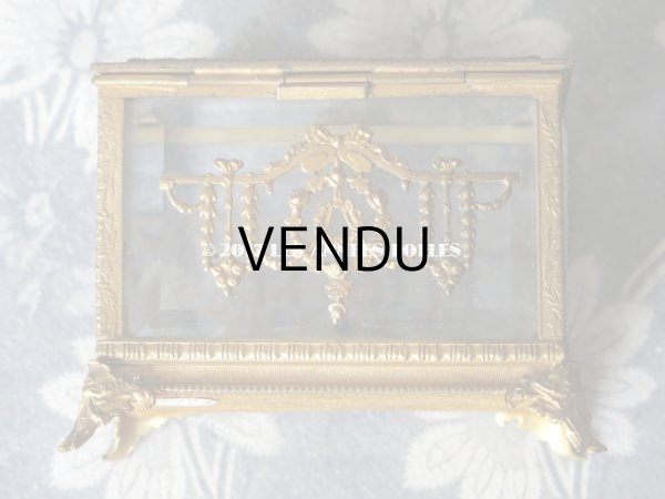 画像12: 19世紀 アンティーク ジュエリーボックス 薔薇とリボンのガーランド (12)